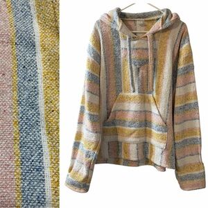 Vintage Sercal Baja Hoodie Sweatshirt striped Jerga hippie surfer Mexico unisex